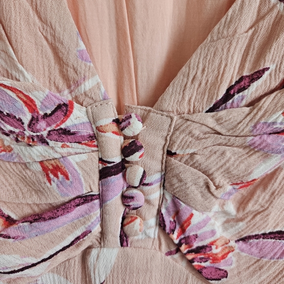 Lulus Flor-Ever Blush Pink Floral Print Skater Dress Size XS Barbiecore Mini - Picture 3 of 11